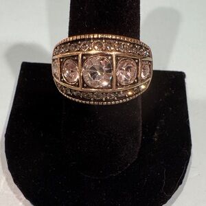 Heidi Daus Gold Tone Crystal Ring